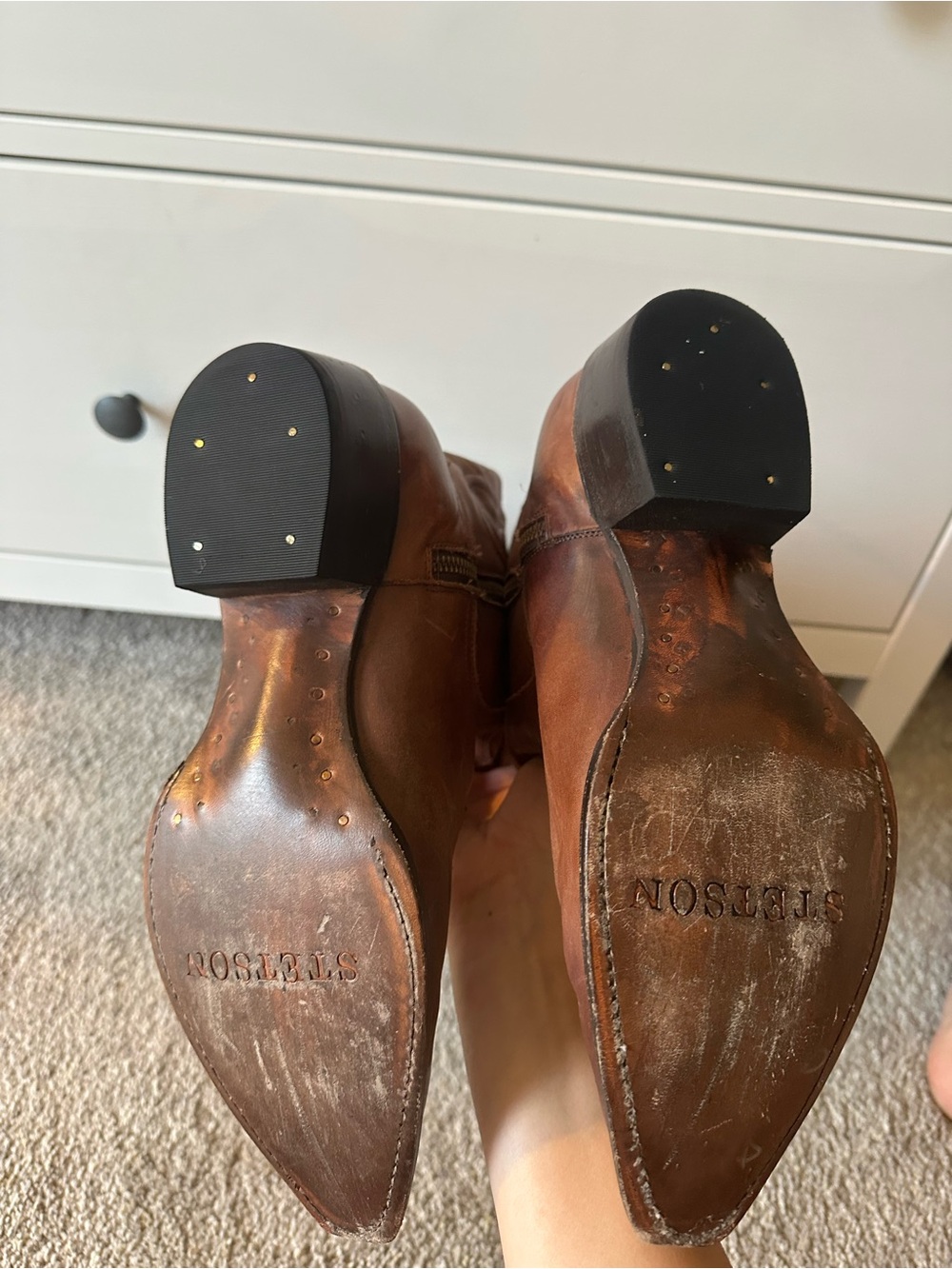 Stetson Tall Brown Leather Western Zip-Up Boots - Picture 4 of 4